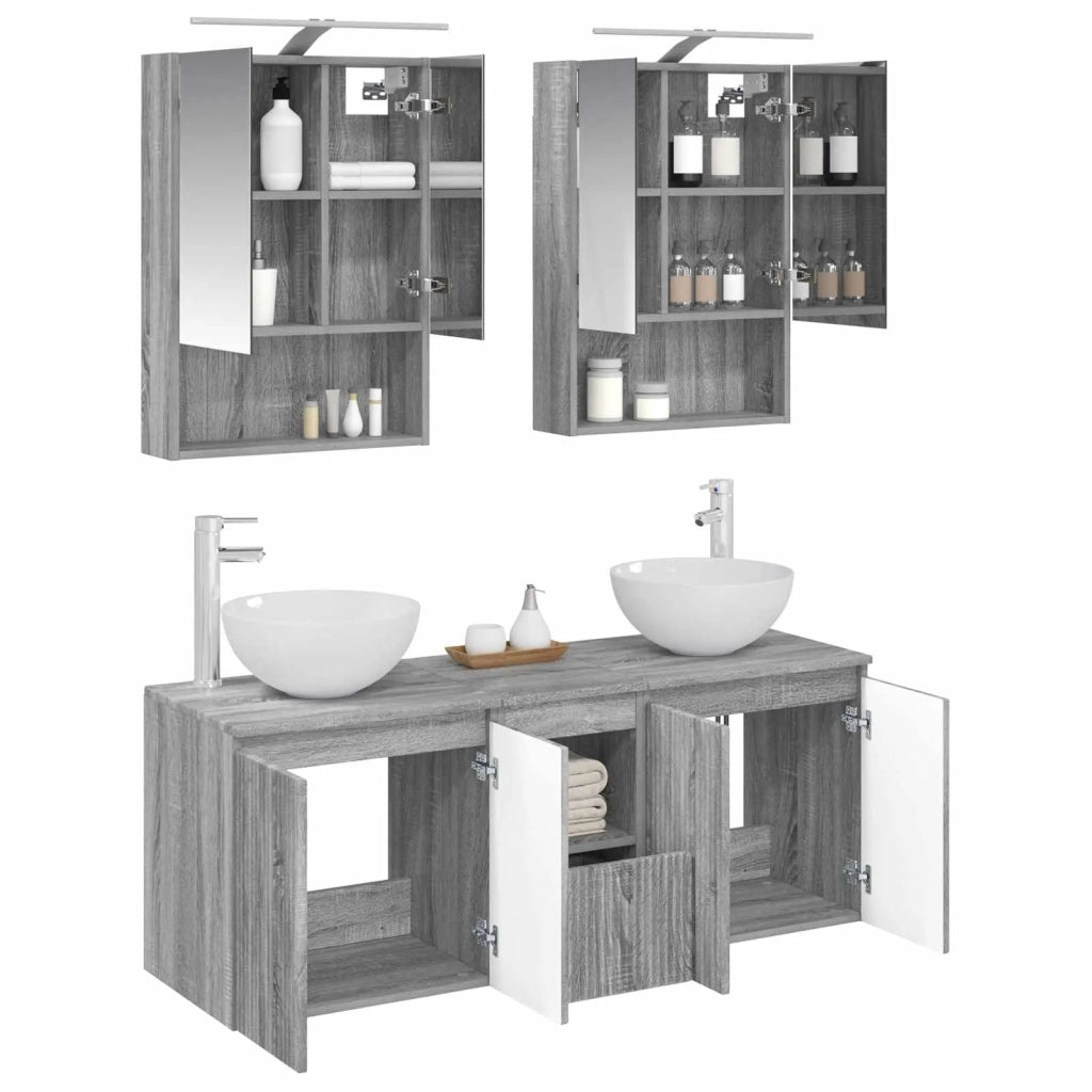 Set di Armadi da Bagno 5 pcs Sonoma grigio 50 x 14,5 x 70 cm 3406364