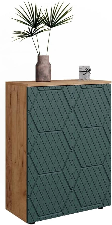 Mobile midi Irma, Goldkraft rovere/verde, 60 x 81 cm, per la conservazione in bagno e abbinabile alla serie Irma