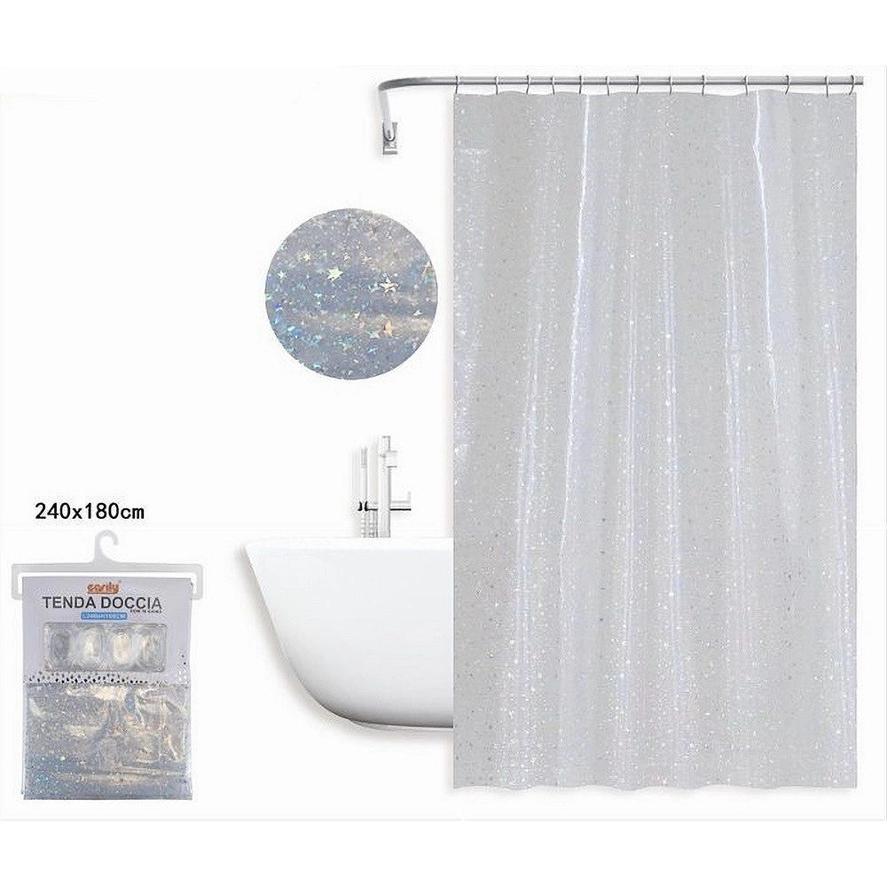Trade Shop - Tenda Per Doccia Vasca Bagno Effetto Cielo Stellato Con 12 Ganci 240x180cm 87186 -