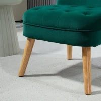 Poltrona per Salotto in Velluto con Seduta Imbottita e Trapuntata a Bottoni, 60x66x79 cm, Verde