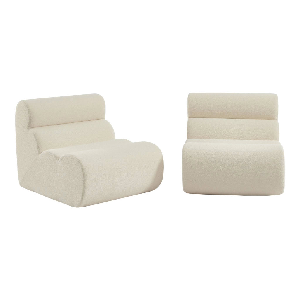 Divano modulare bouclé, 2 posti, bianco