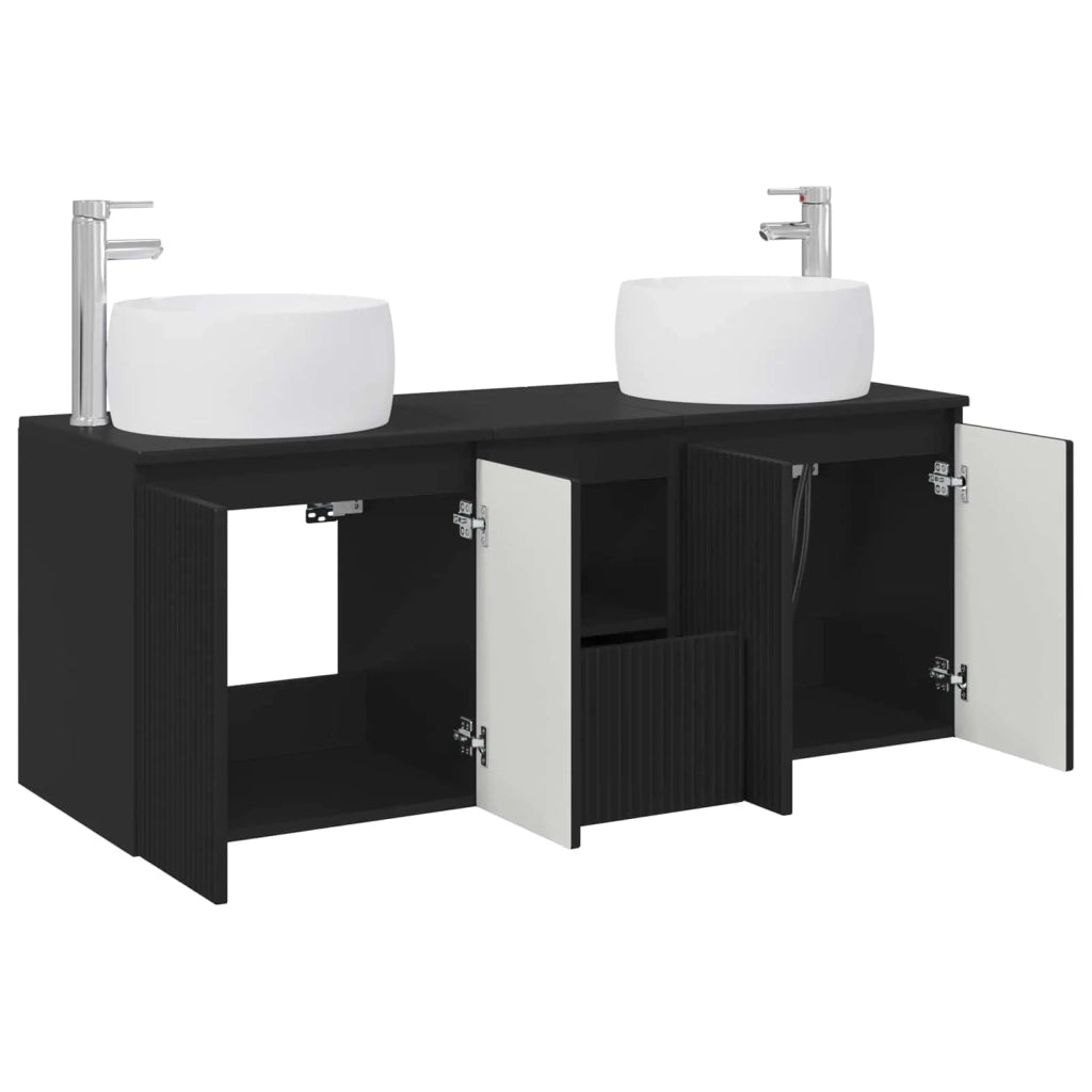 Set di Armadi da Bagno 3 pz Nero 49,5 x 44,5 x 66 cm 3405718