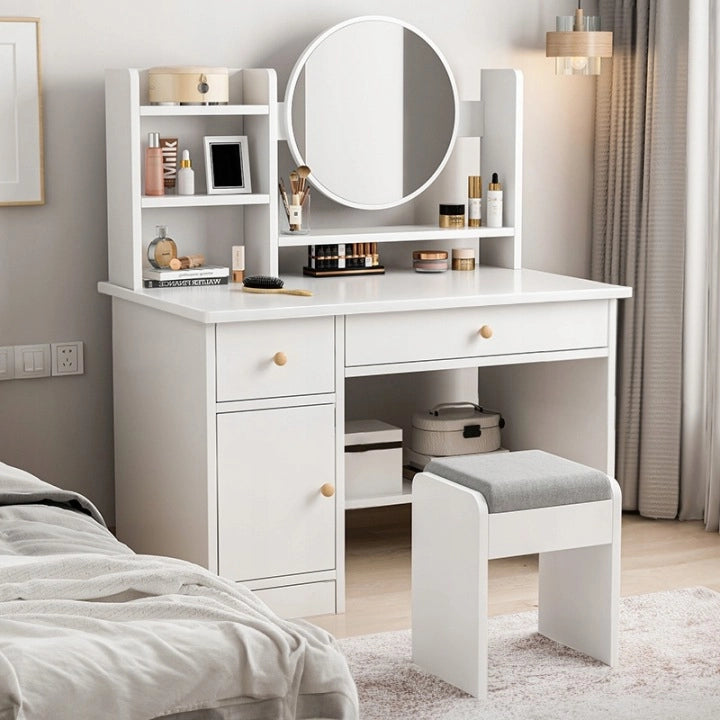 Toilette con specchio e cassetti bianca loft