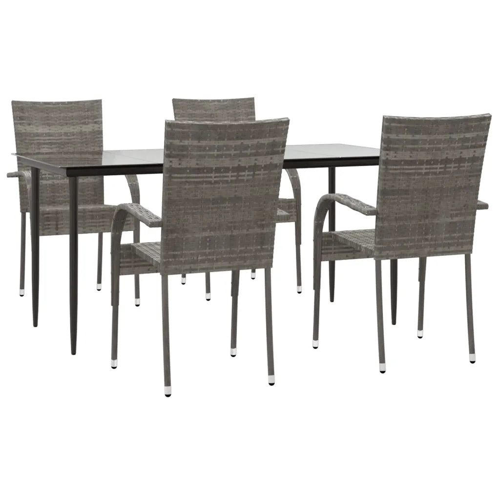 Set da Pranzo da Giardino 5 pz | Set Salotto da Giardino Grigio in Polyrattan