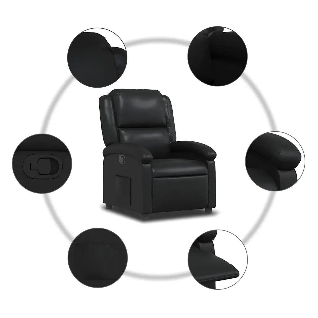Poltrona reclinabile nera in similpelle 371775