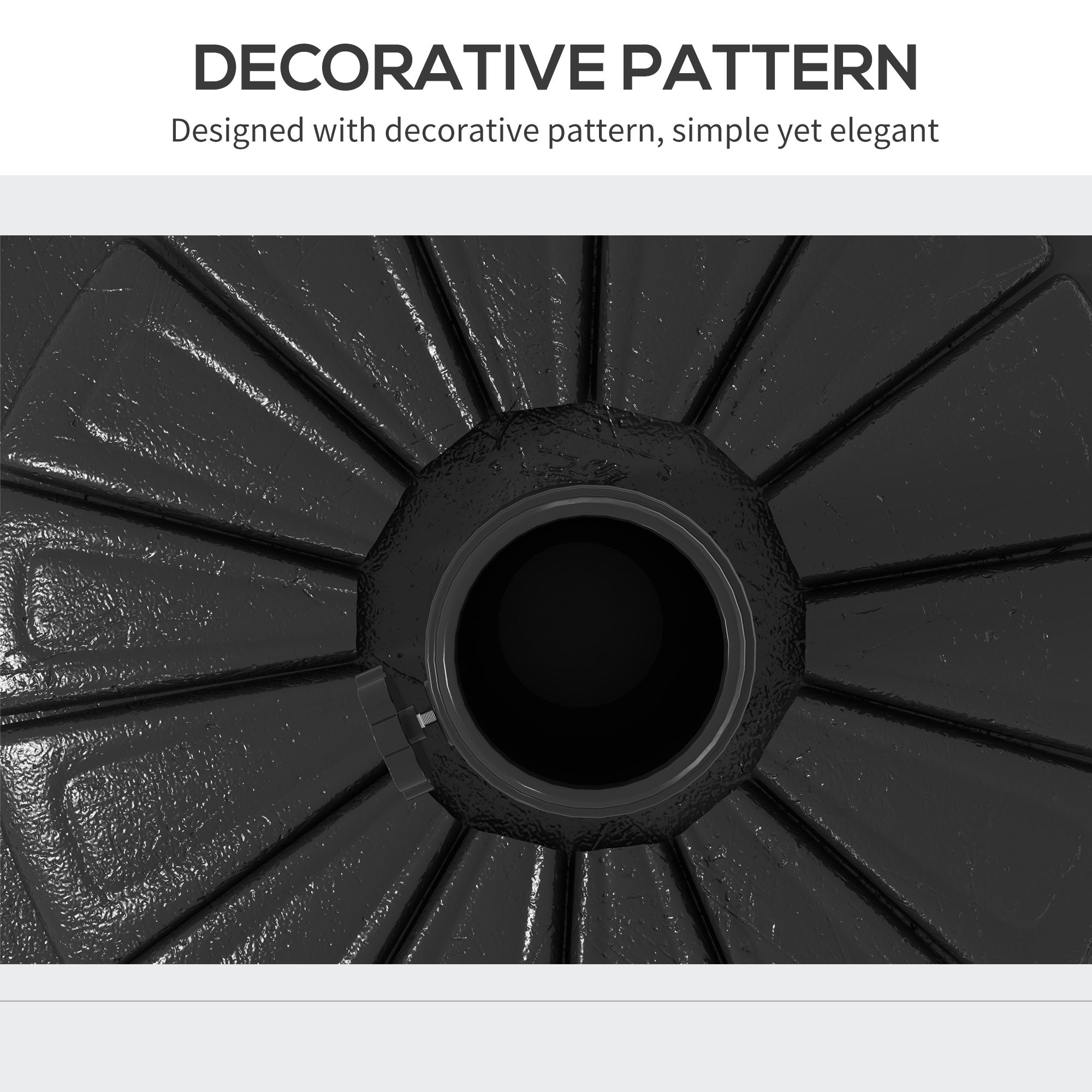 Base per Ombrellone Rotonda Ø43cm da 13kg  per Pali da 38mm e 48mm  in Cemento Nero