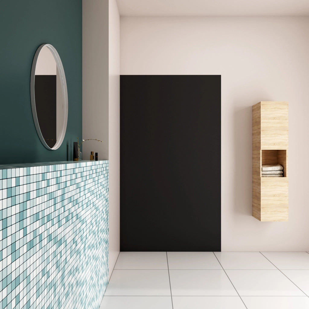 80x210 cm Pannello Doccia Realizzato in Alluminio Spessore 3mm con Profili Finitura Nero Opaco per Rivestimento Parete Bagno