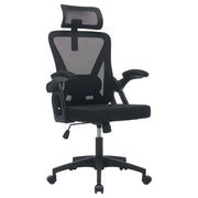 Sedia da ufficio ergonomica con supporto lombare e poggiatesta regolabili e braccioli pieghevoli in rete nero