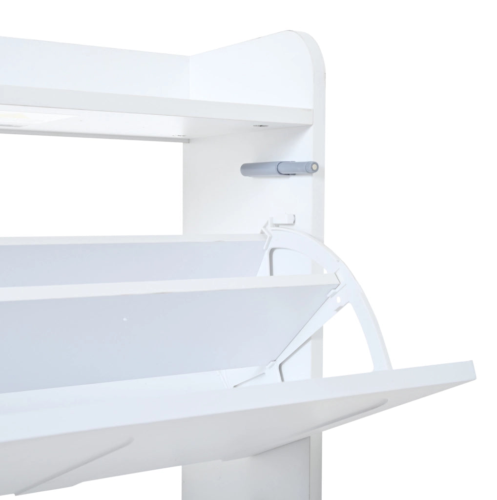 Scarpiera con 3 ante a ribalta; 70 x 25 x 120 cm; MDF; bianco