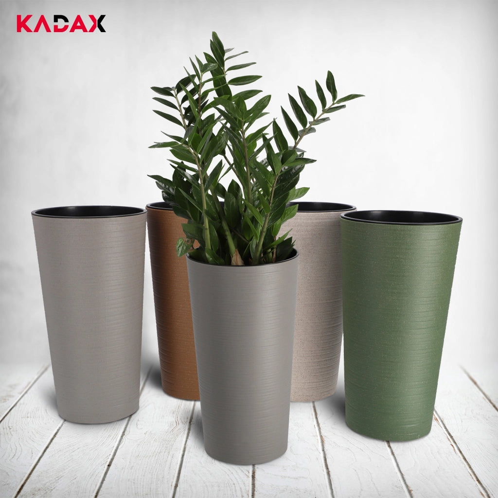 Vaso da fiori KADAX, alto, 47 cm, con inserto, per soggiorno, grigio