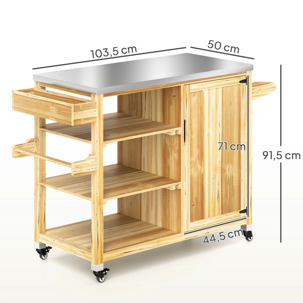Isola Cucina Esterno con Griglia e Armadio ¨C Zephmum ¨C Legno e Acciaio Inox Naturale