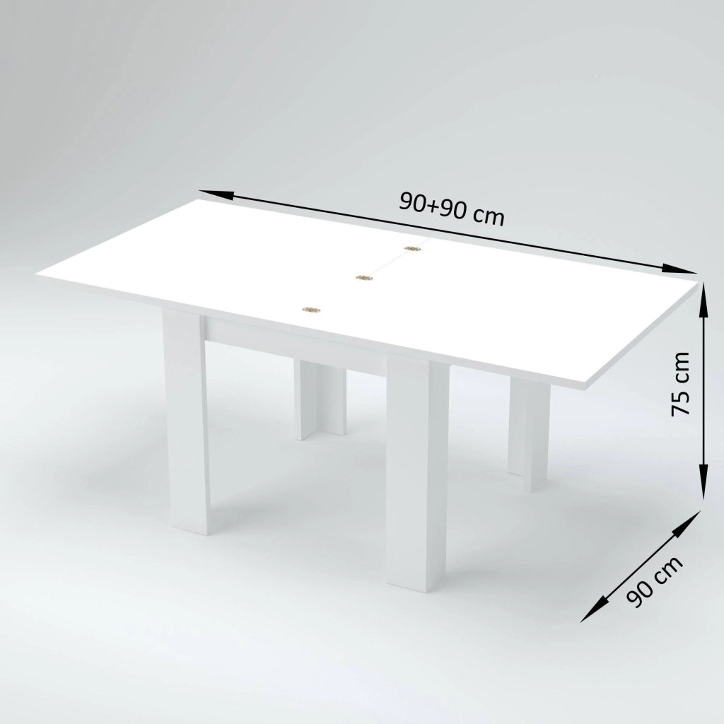 Tavolo da pranzo con apertura a Airin, Made in Italy, Consolle ausiliare da cucina, Tavoloallungabile, cm 90x90h75, Grigio Cenere
