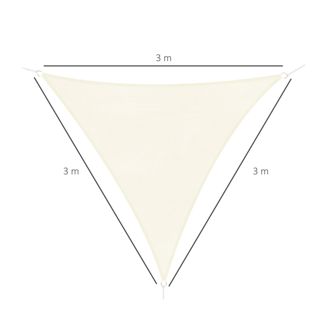 Tenda Vela da Giardino Triangolare in HDPE Bianco Avorio 3x3x3m