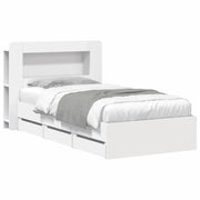 Letto singolo | Letto per adulti | Telaio del letto con storage con testiera Bianco 80 x 200 cm