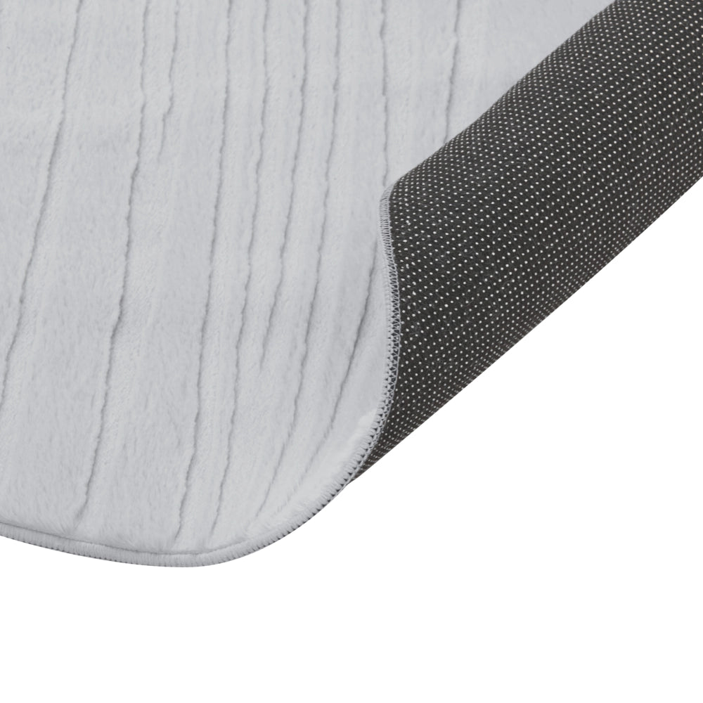 Tappeto in pelliccia sintetica di coniglio grigio chiaro in poliestere, 160 cm rotondo morbido, a pelo lungo, motivo geometrico