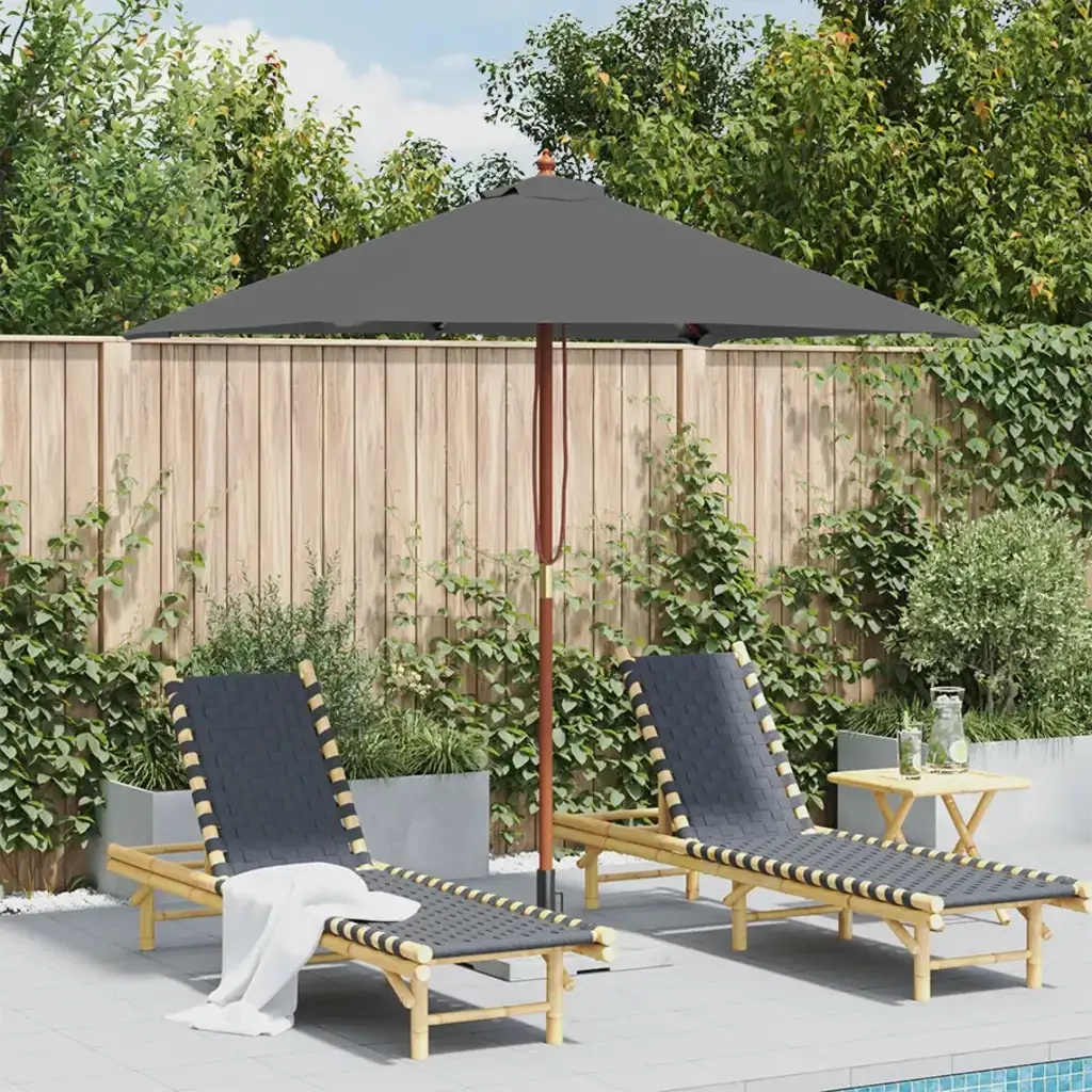 Ombrello | Parasolne da Esterni con Palo in Legno 150x200 cm Antracite