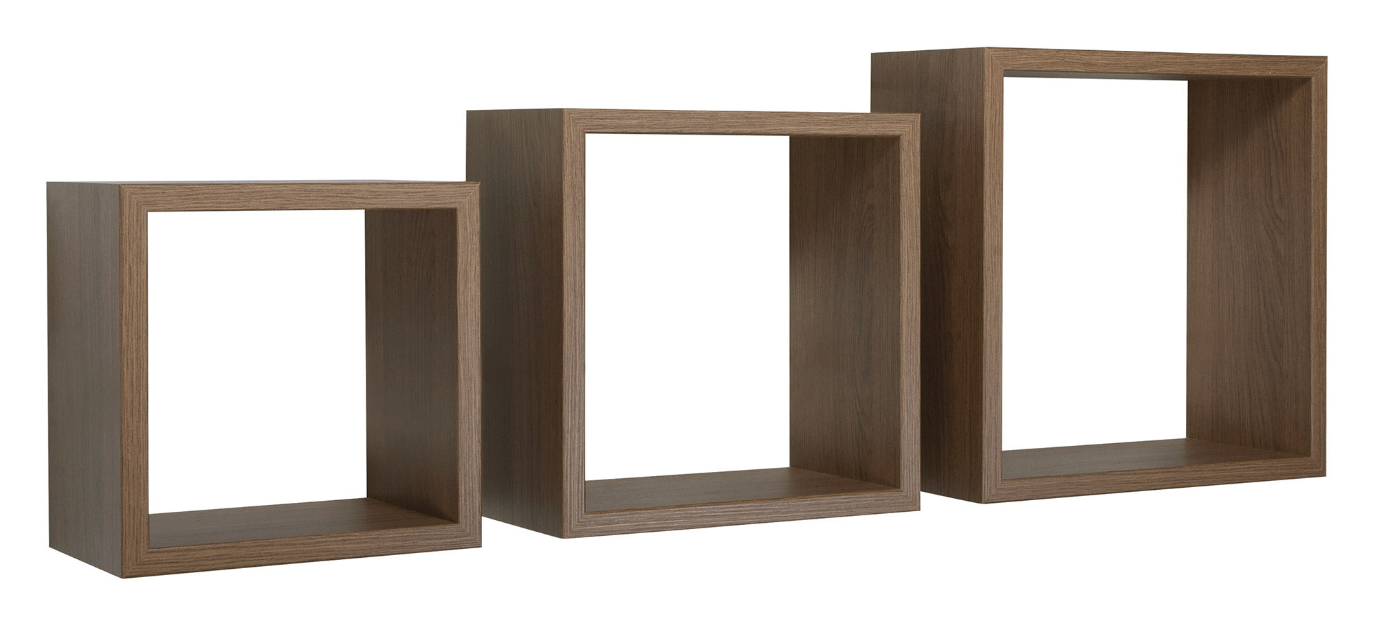 Set 3 Mensole da Parete Cubo in Fibra di Legno Incubo Rovere Tabacco