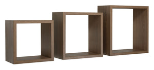 Set 3 Mensole da Parete Cubo in Fibra di Legno Incubo Rovere Tabacco