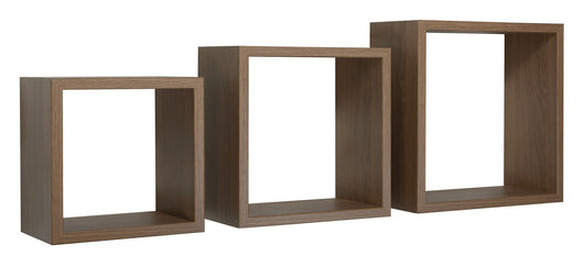Set 3 Mensole da Parete Cubo in Fibra di Legno Incubo Rovere Tabacco