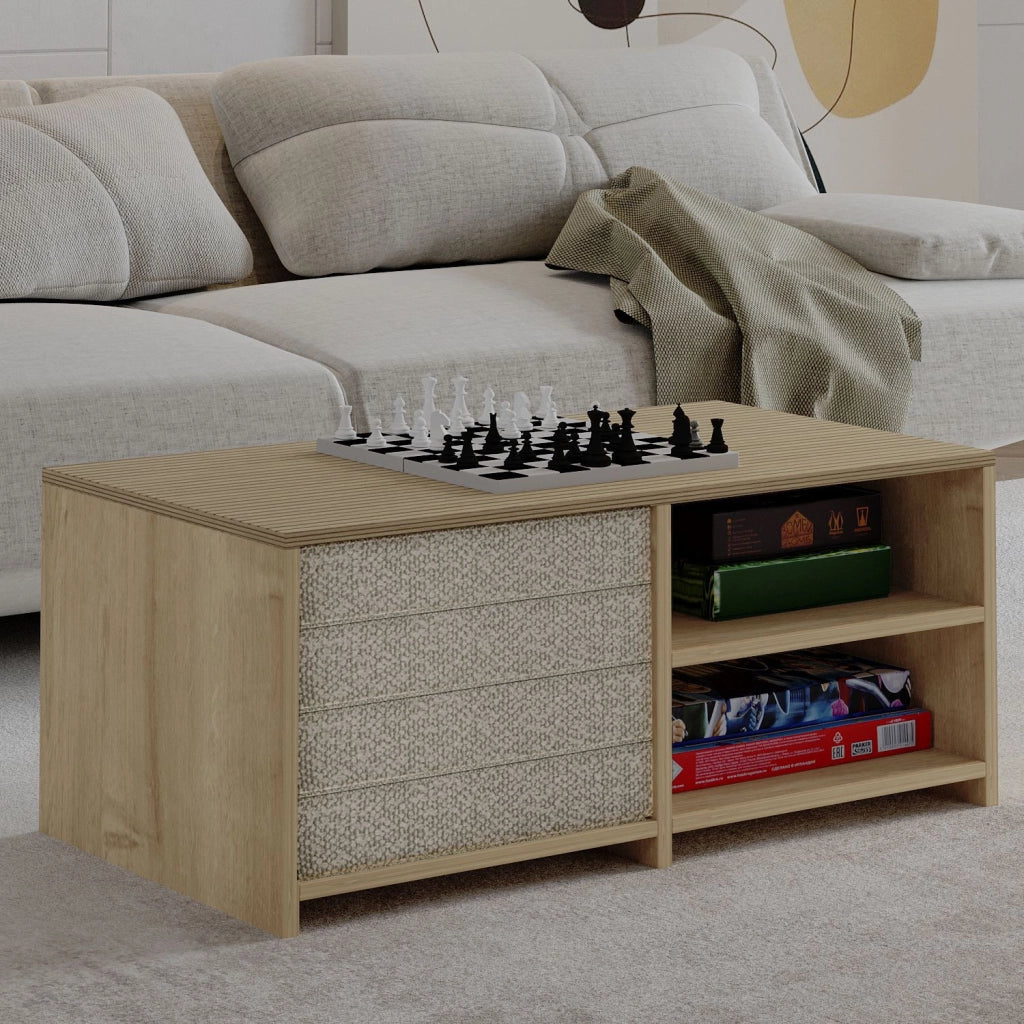 Tavolino in legno "Gord" - 90 x 45 x 44 cm - Beige