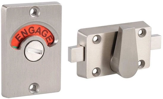 Chiusura porta con indicatore - RVS Chiusura porta - Chiusura bagno - Blocco chiusura - Antiscivolo - Adatto a porte spesse 12-18 mm - Porta di accesso