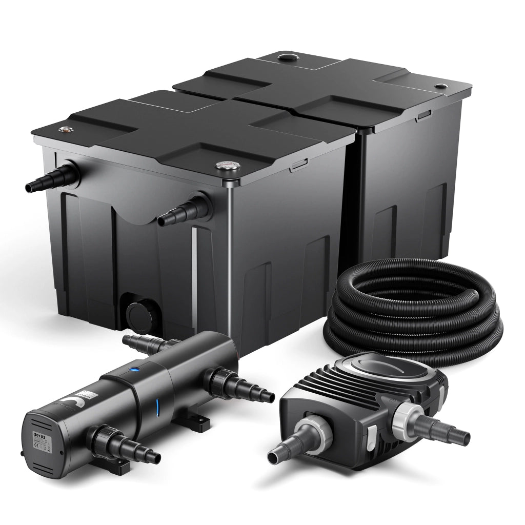 Set per laghetti fino a 60000l Filtro Chiarificatore UVC 36W Pompa 80W Tubo 25m