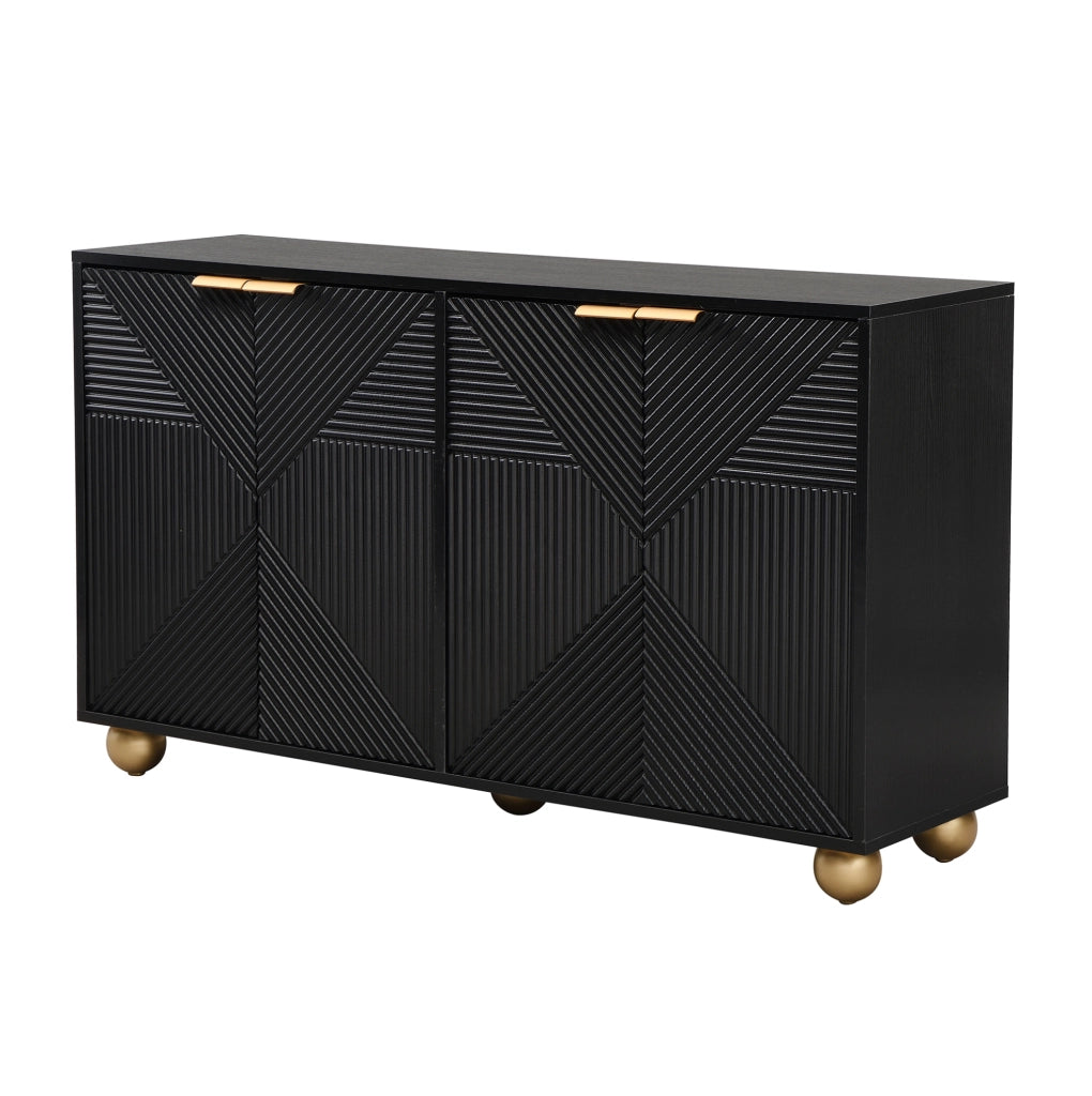 Credenza 120x35x71.5 cm con 4 ante; ripiani regolabili; MDF nero