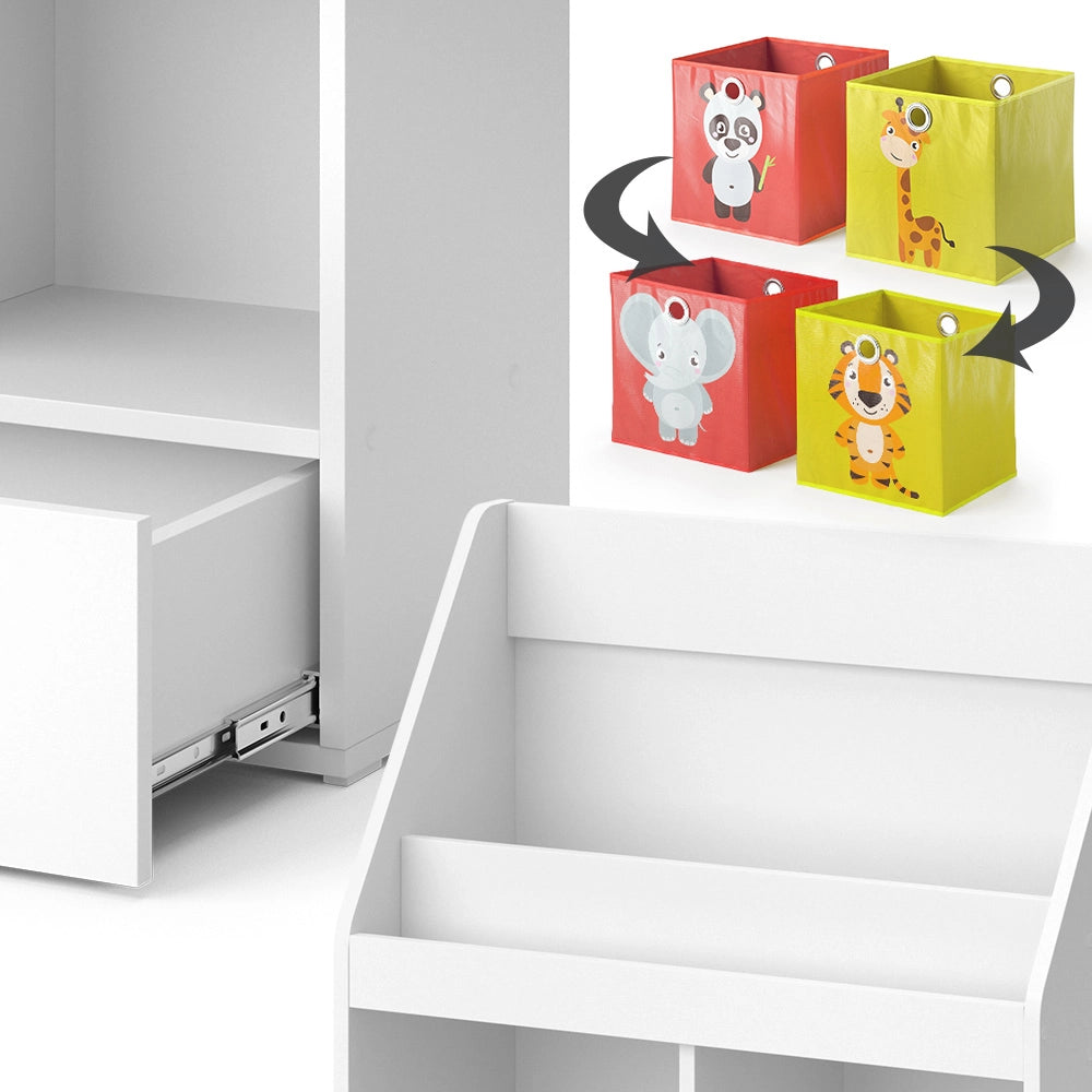 Vicco Libreria bambini Bianco 31.2 x 96.2 cm con cassetto e 2 scatole pieghevoli opt.5