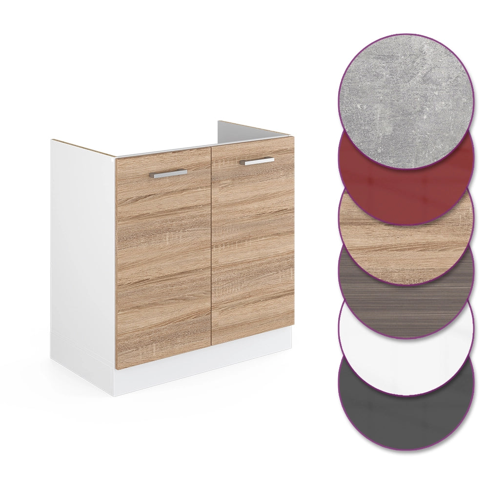 Mobile lavello cucina R-Line Sonoma/Bianco 80 cm senza piano di lavoro Vicco