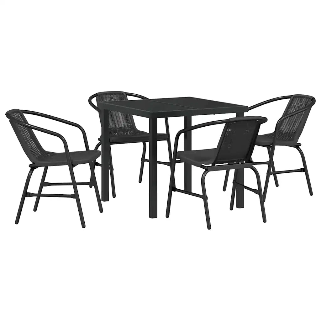 Set da Pranzo per Giardino 5 pcs Nero 3379381