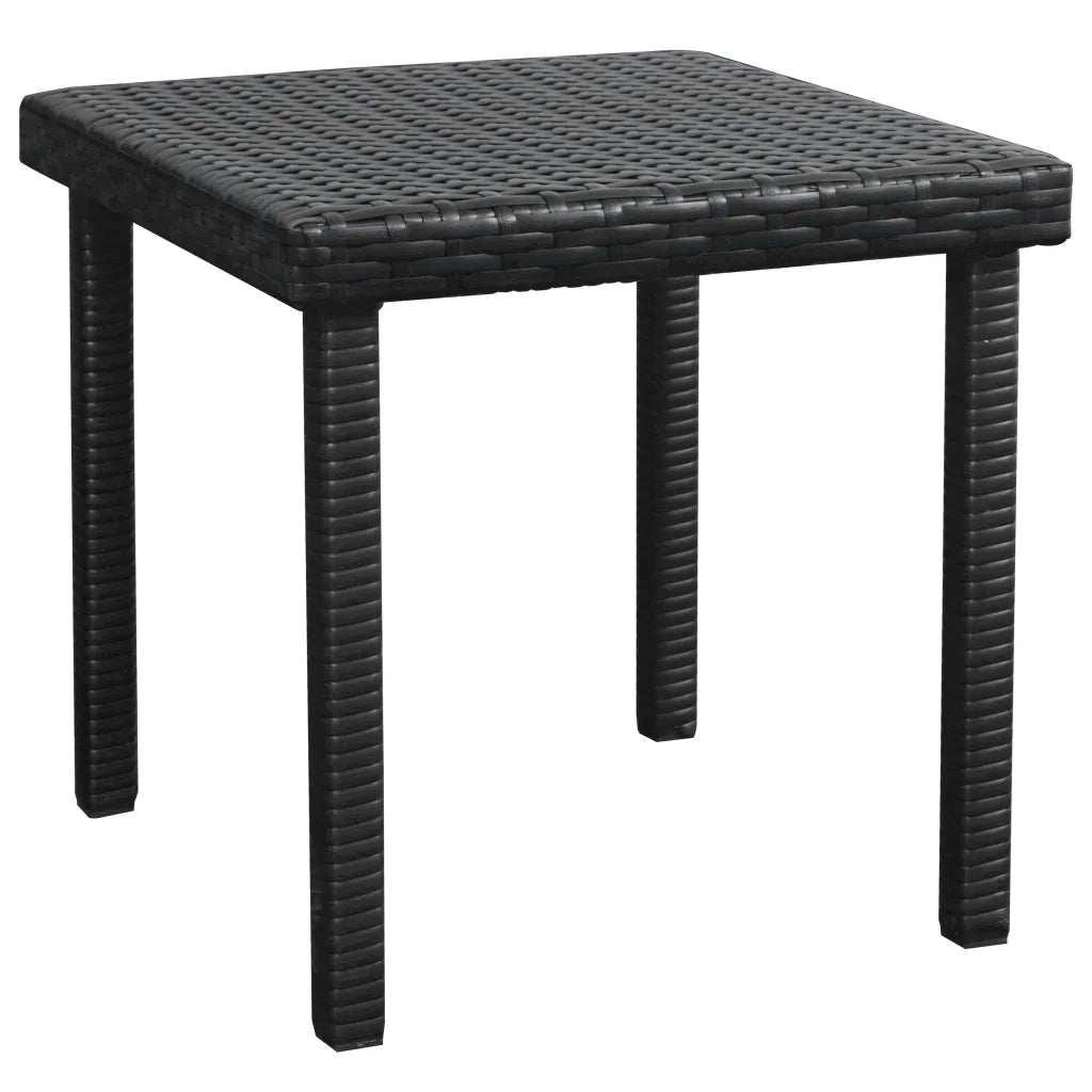 Lettino Prendisole con Cuscino e Tavolo in Polyrattan Nero 42886