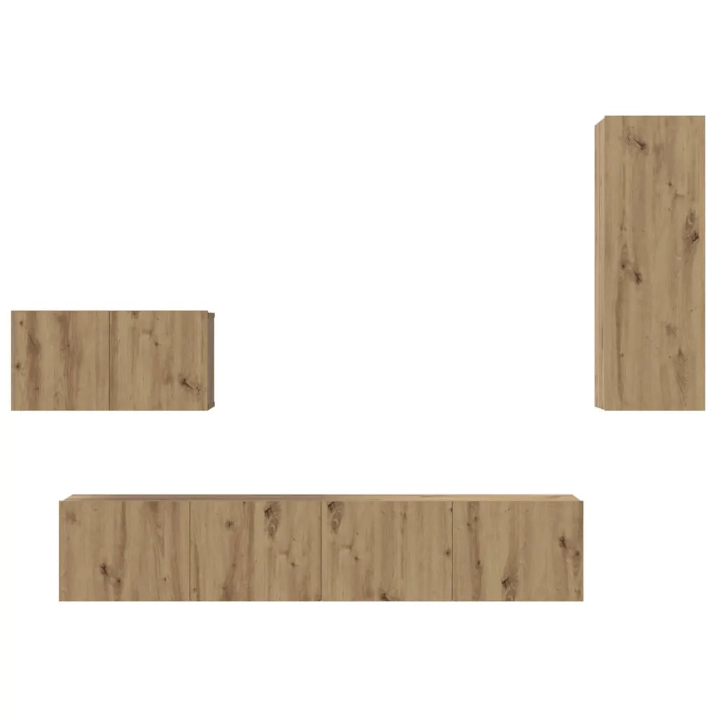 Mobile TV da Parete 4 pcs Rovere artigianale Legno multistrato 3393467