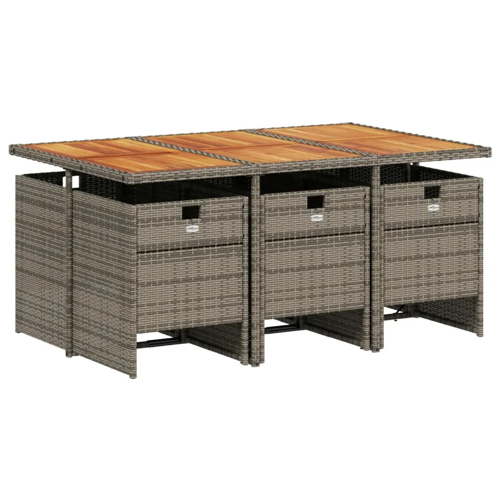 Set da Pranzo da Giardino 7 pz con Cuscini in Polyrattan Grigio 3277681