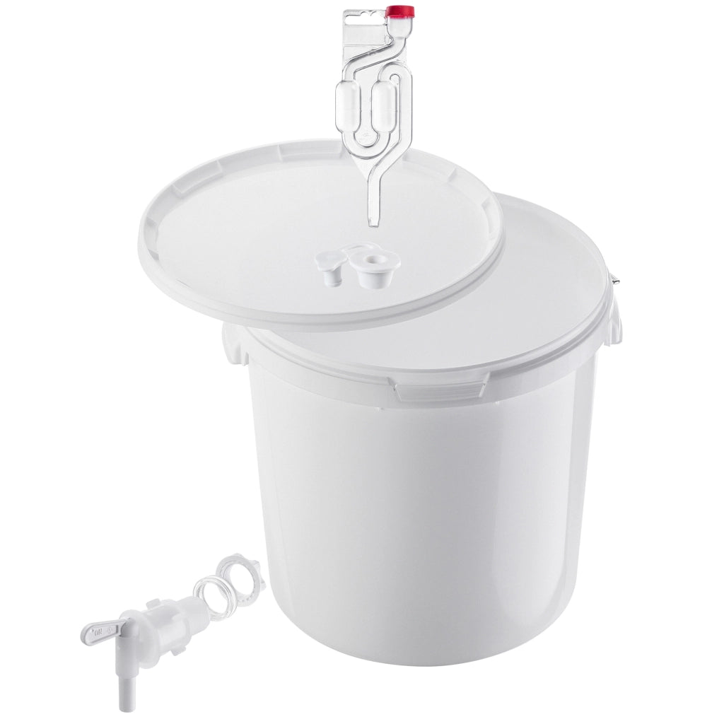 Set di contenitori per fermentazione KADAX da 20 litri per vino e liquori, completo di rubinetto, tubo e tappo.
