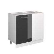 Mobile ad angolo cucina R-Line Antracite lucido/Bianco 86 cm senza piano di lavoro Vicco