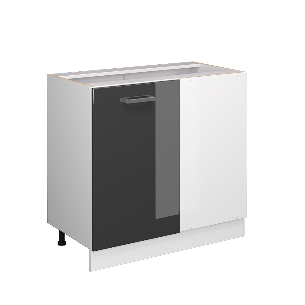 Mobile ad angolo cucina R-Line Antracite lucido/Bianco 86 cm senza piano di lavoro Vicco