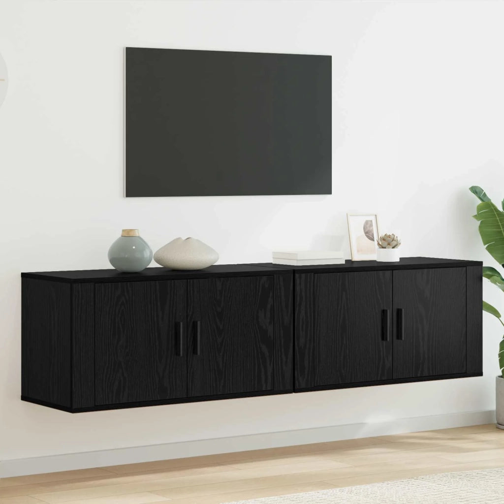 Set Mobile TV da Parete 2 pcs Rovere Nero 80 x 34,5 x 40 cm 3415603
