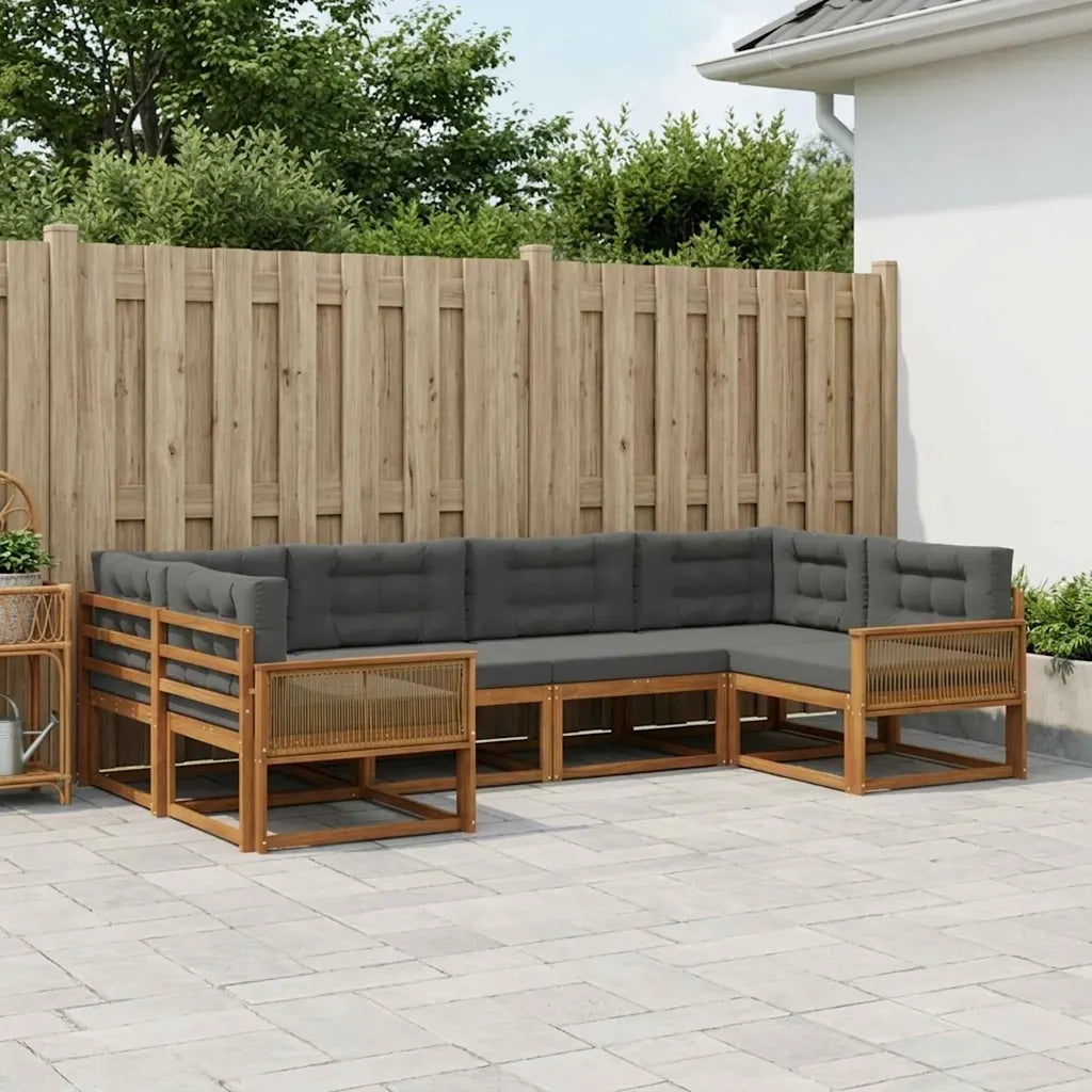 Set di divani da esterno con cuscino 6 pcs Naturale e Antracite 3382850