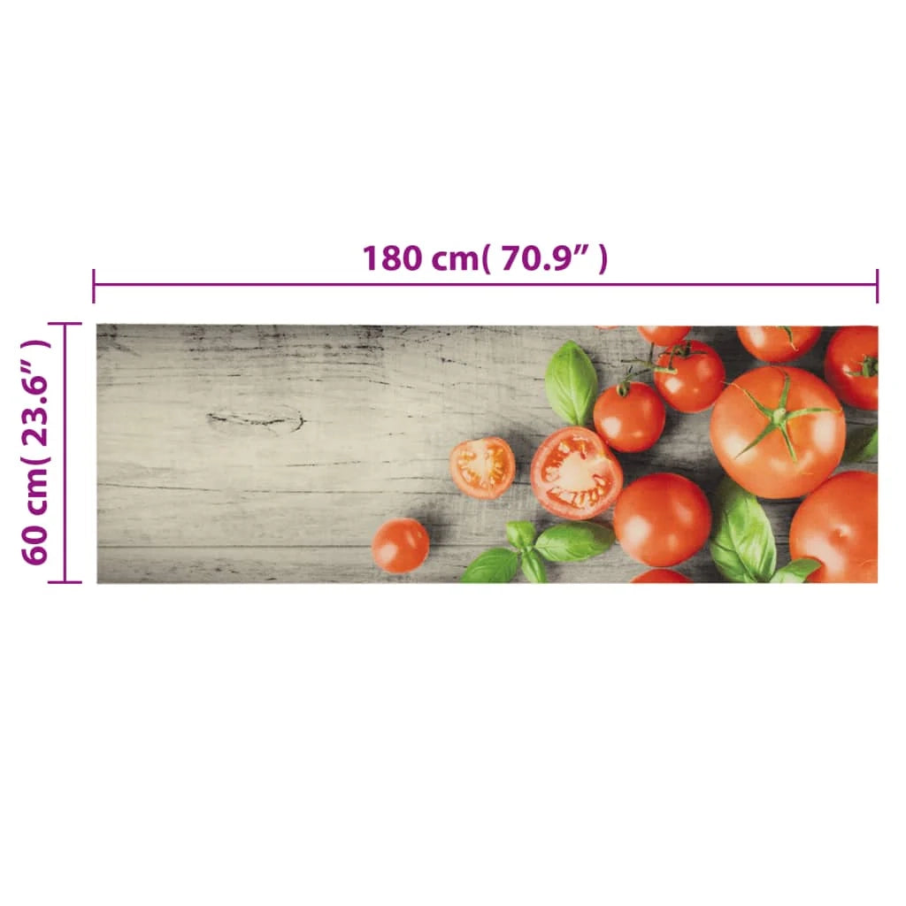 Tappetino da cucina lavabile con motivo a pomodori 60 x 180 cm morbido e soffice stile contemporaneo velluto rosso 02_0056460