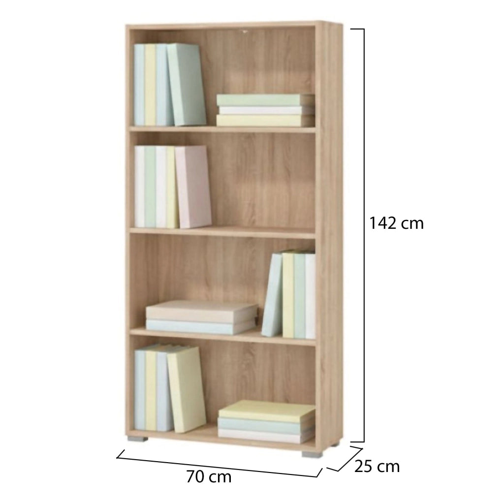 Biblioteca Prisco, Libreria 3 Ripiani, 70x24.5x142h cm Marrone Rovere