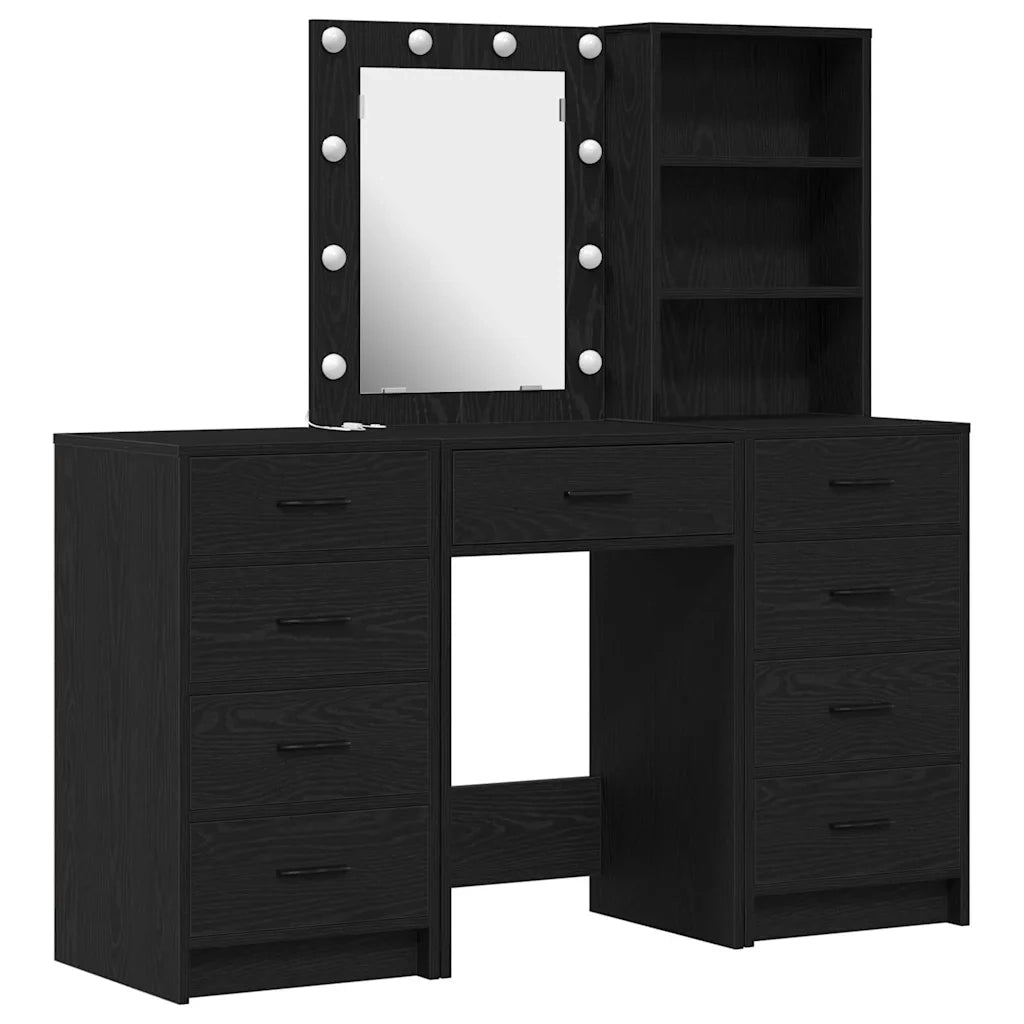 Tavolo da Trucco con cassetto 3 pcs Nero Legno multistrato 3334219
