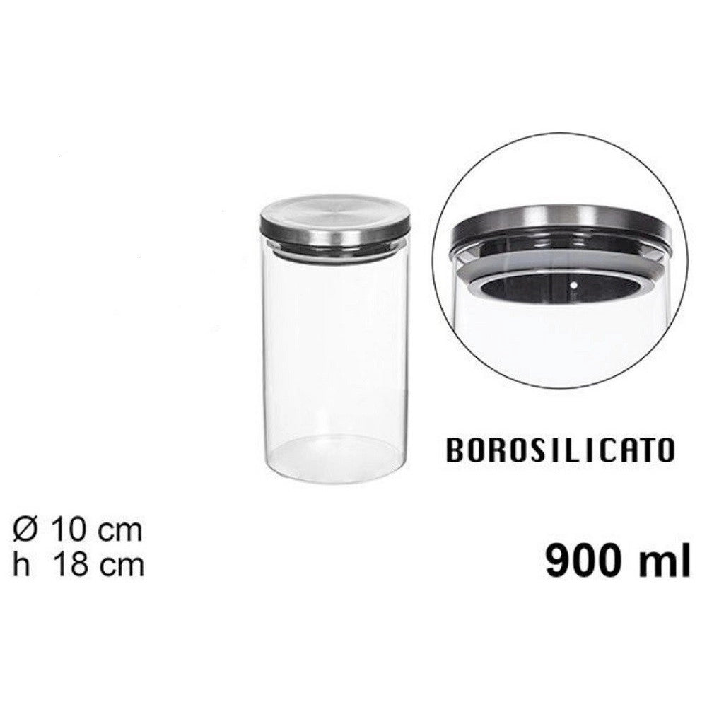 Trade Shop - Barattolo Da 900ml Sottovuoto Alimenti In Vetro Trasparente Cereali Snack Cucina -