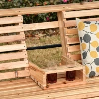 Dondolo Sospeso 3 Posti, Dondolo in Legno per Giardino o Terrazzo con Tavolino Pieghevole e Portabicchieri