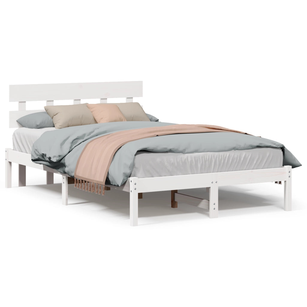 Struttura letto con testiera Bianca 120x200 cm Legno massello di pino