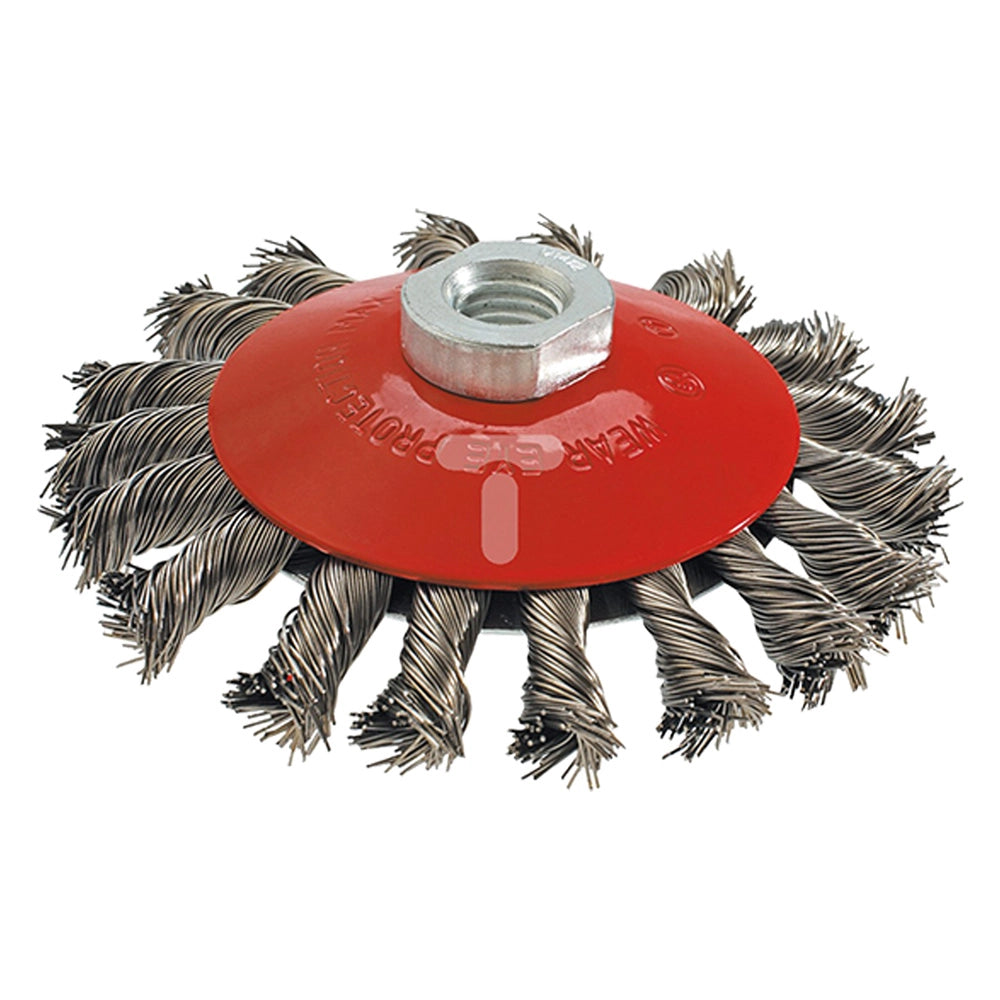 SPAZZOLA CIRCOLARE CONICA ø mm  100 foro M 14  - GRAPHITE