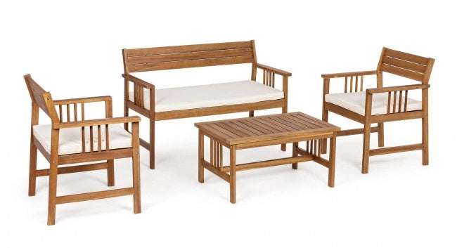 Salotto da Giardino Legno Marrone Rustico da Esterno - SERENITY