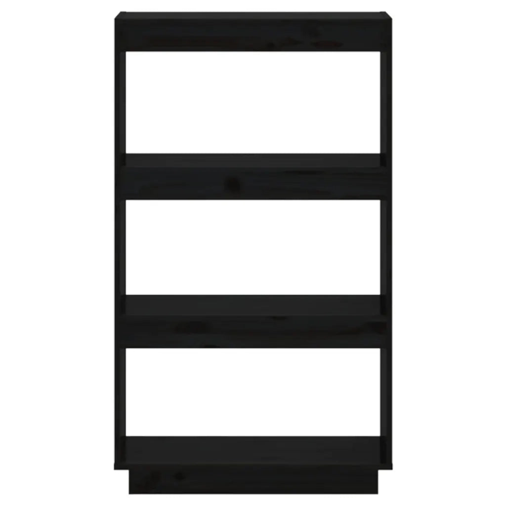 Libreria/Divisorio Nero 60x35x103 cm in Legno Massello di Pino 810868
