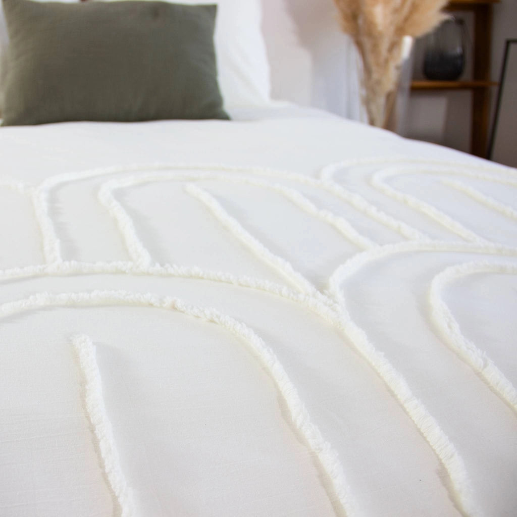 Set biancheria da letto con archi in cotone lavato, 2 posti