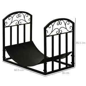 Portalegna per Camino 60,5x36x46,5 cm in Metallo Nero