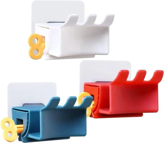 3 Setten Supporti per Spazzola da Denti Incollabili - Rilasciatore di Pasta da Denti a Rotolo 3-in-1 Supporto per Spazzola da Denti Tieni Spazzola da Denti e Bacinella per la Stanza da Bagno (3 Colori)